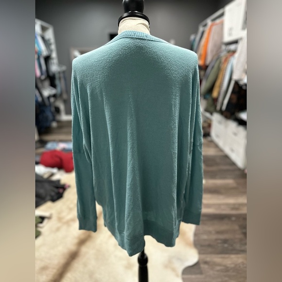Aerie Small Knit Sweater Soft Oversized Boho Sweatshirt Blue Shirt - Picture 4 of 7